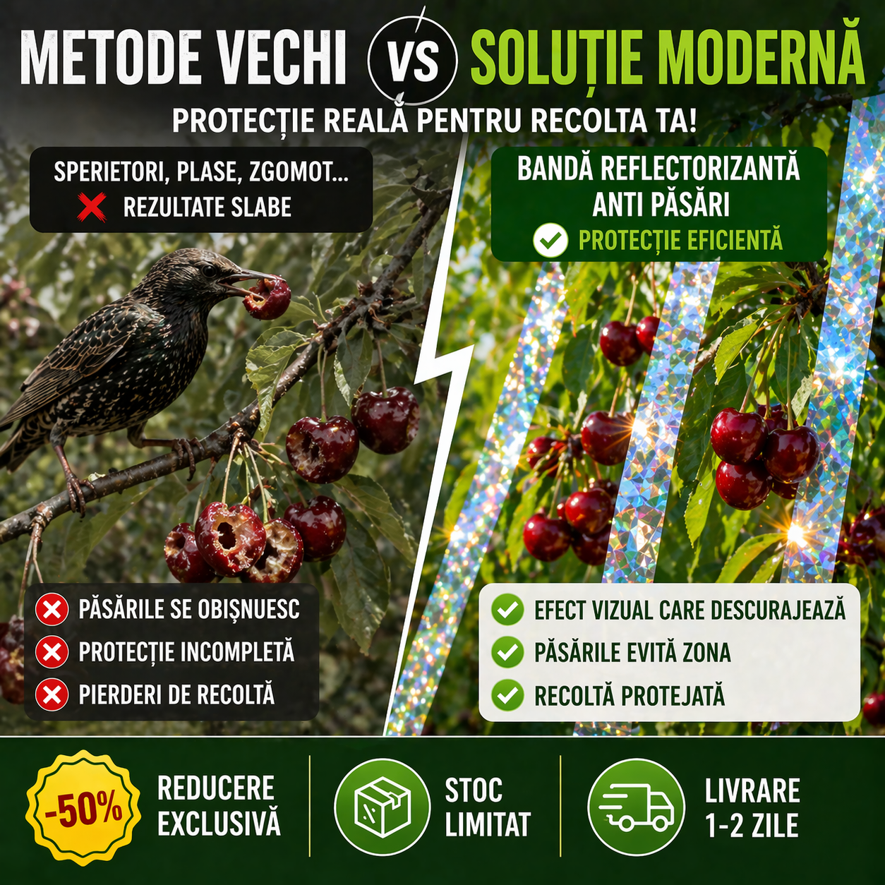 Protect™ Banda Anti Pasari irizata 35 Metri