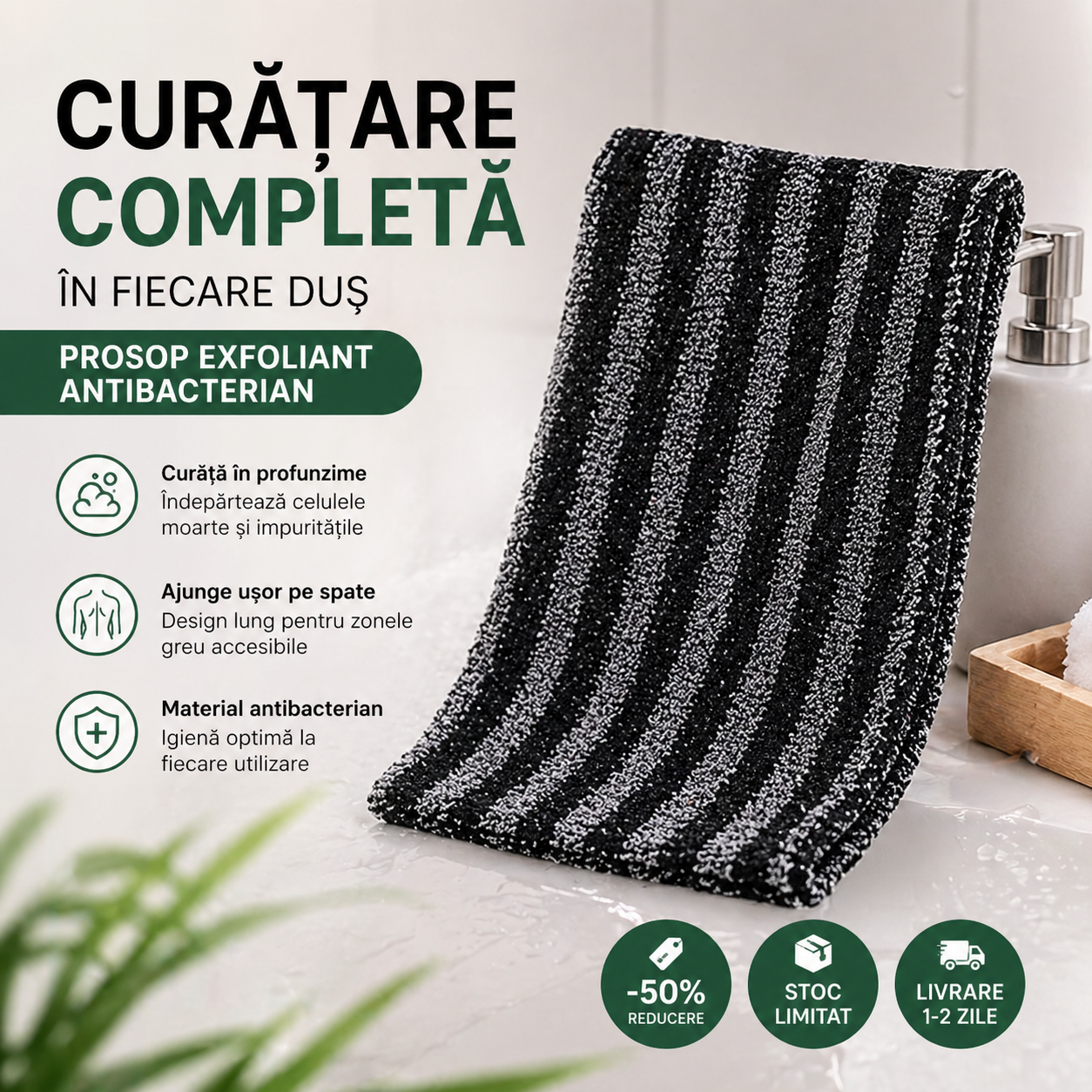 Derma™ Prosop exfoliant antibacterian pentru duș - mare