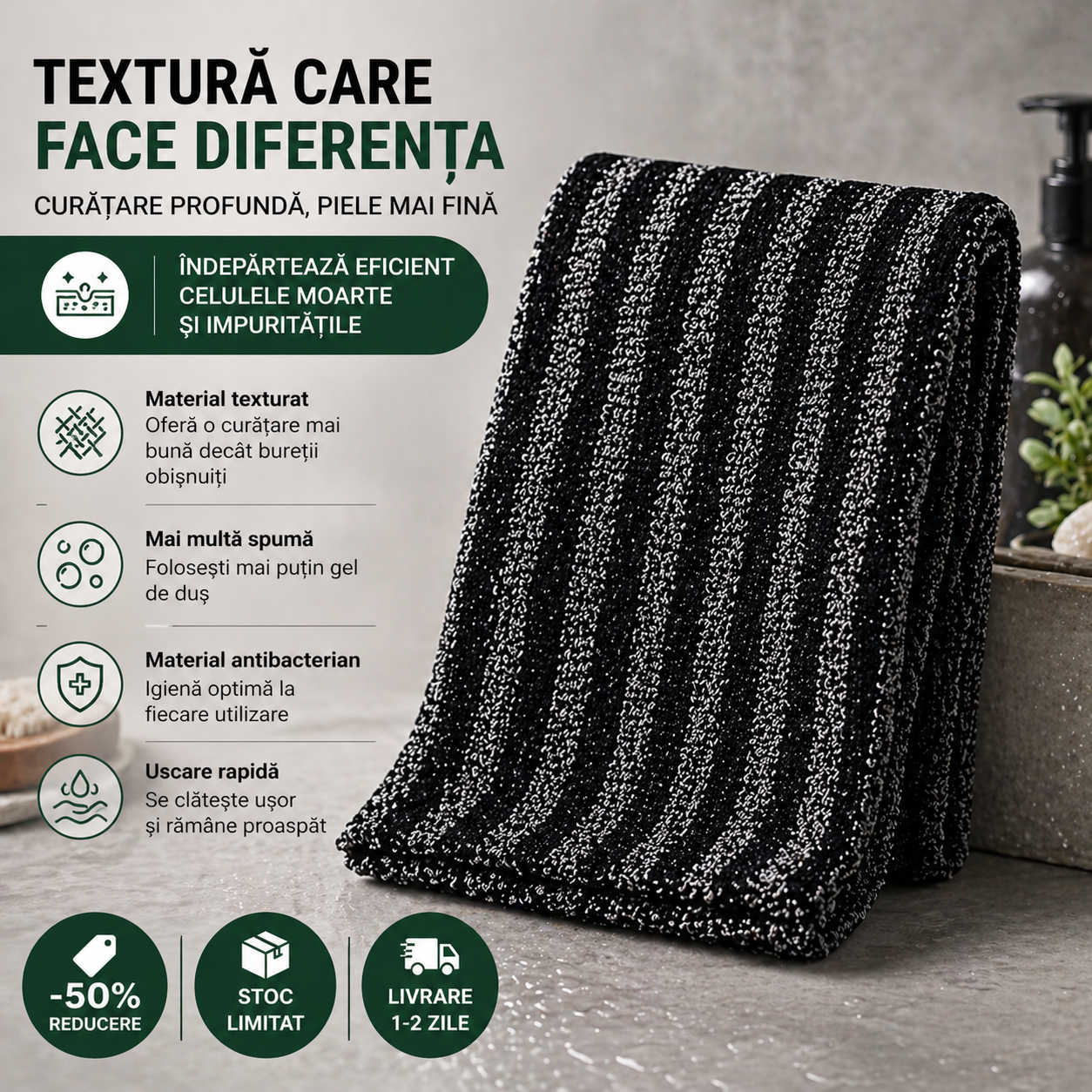 Derma™ Prosop exfoliant antibacterian pentru duș - mare