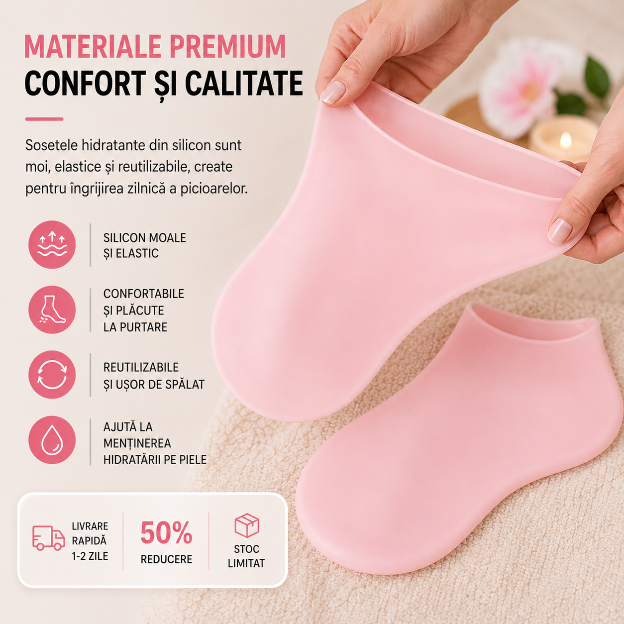 Șosete Exfoliante din Silicon Reutilizabile - Hidratează și Elimină Pielea Moartă