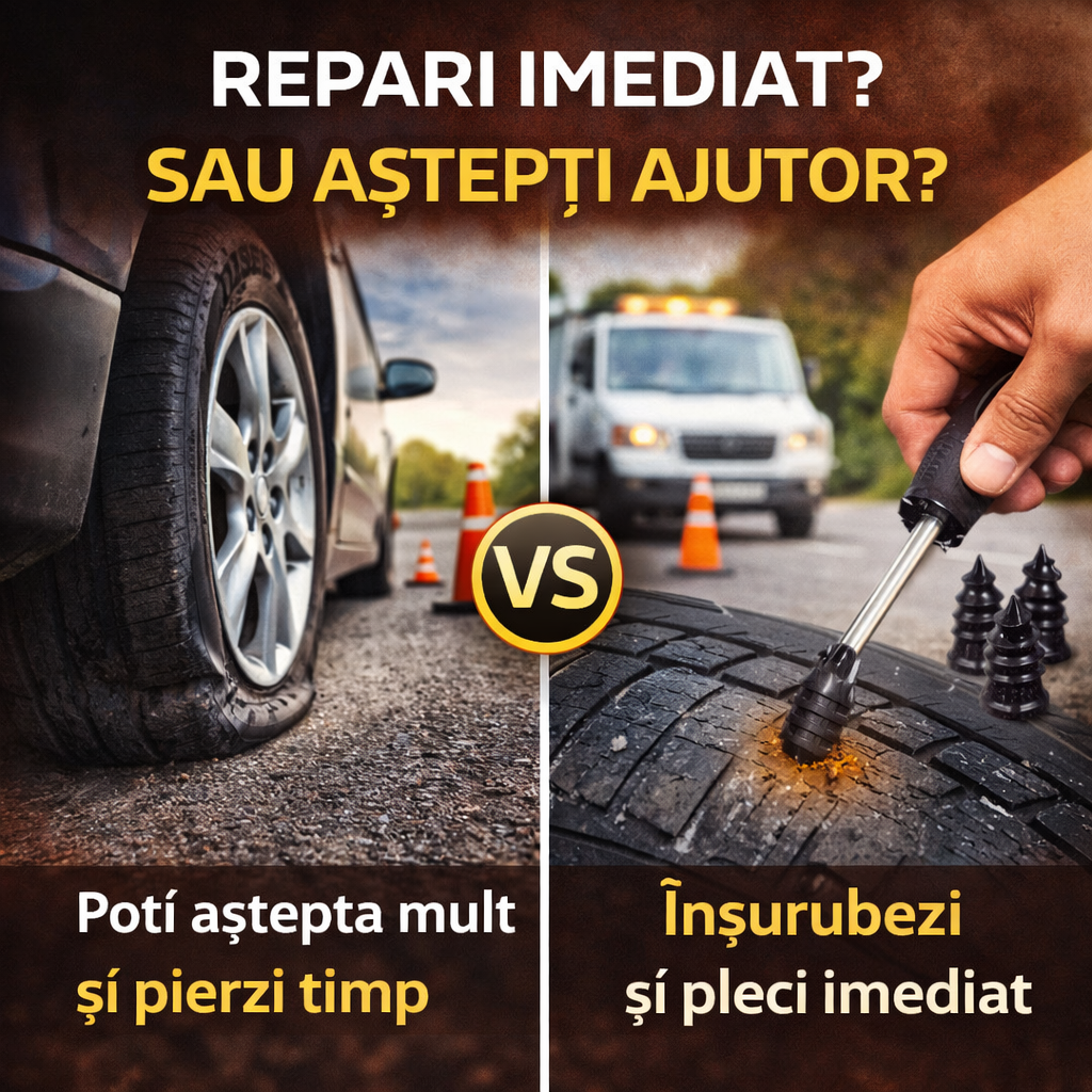 OFERTĂ 1+1 GRATIS – Kit Reparare Pană Auto (2 Seturi)
